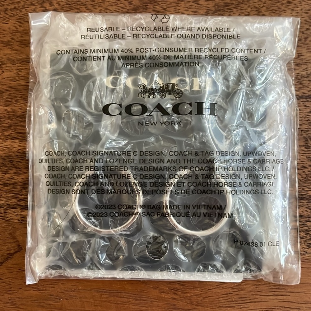 COACH Pavé Silver Tone Hoop Earrings - Picture 4 of 5